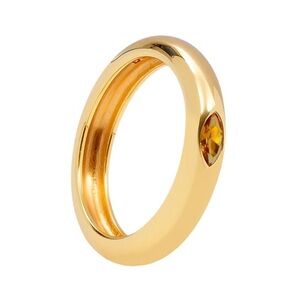 🌞 Citron Yellow Orange Minimalist Gold 925 Sterling Silver Ring